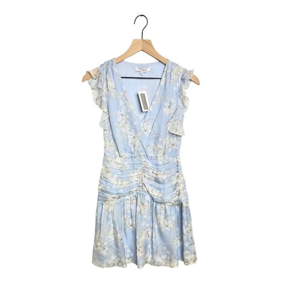 Intermix Ryder Blue Floral Silk Mini Dress. Size 8. - Picture 1 of 7